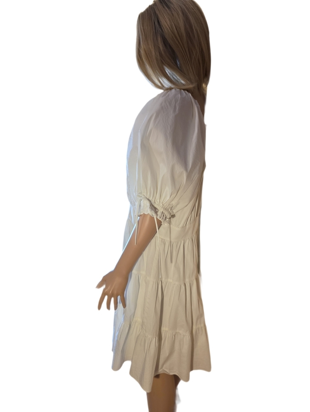 Rachel Parcell Soft White/Ivory Puff Sleeve Tiered Mini Dress - Size XL EUC - Picture 8 of 15